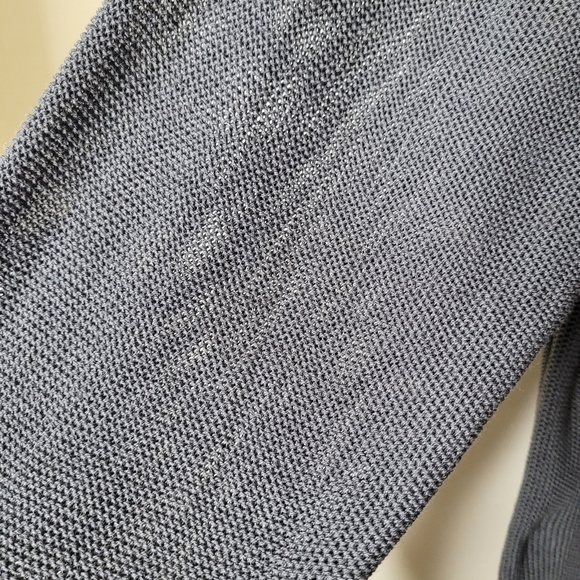 Eileen Fisher Open Knit Gray Cardigan Size L Minimalist Longline Cotton - Picture 4 of 7